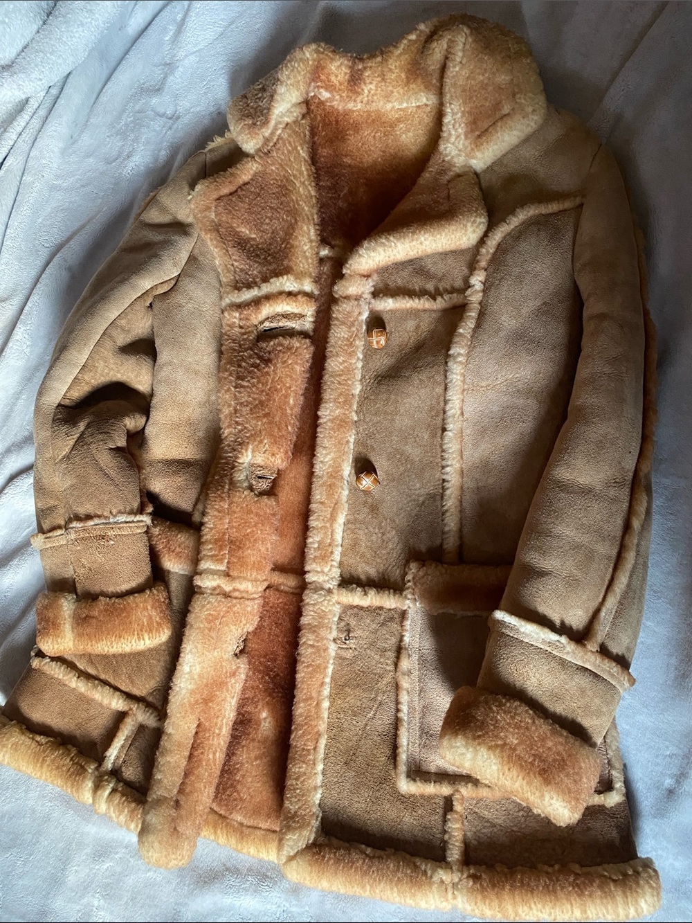 Plush Shearling Jacket in Light Camel